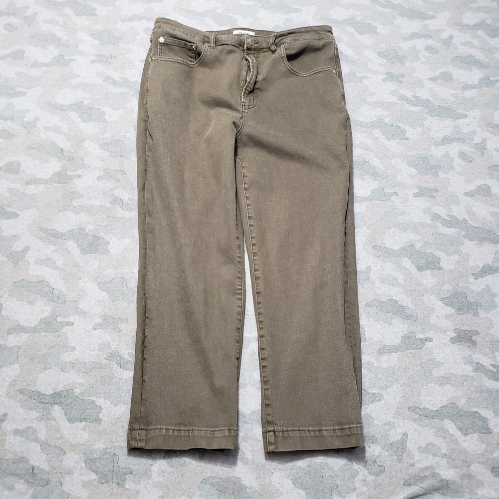 Oat Jeans Womens 32 Green Pockets High Rise‎ Straight Crop